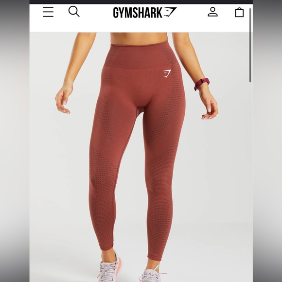 Gymshark Vital Seamless 2.0 Leggings - Brick Red Marl - Picture 1 of 4